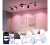 Aigostar Mesh - 6.5W GU10 Ampoule Connectée Bluetooth Mesh, Ampoule Connectée Alexa 555LM RVB & 2700K-6500K, Ampoule LED Alexa, 6 Unités (avec Passerelle et Télécommande Bluetooth)