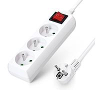 Aigostar Multiprises 3 Prises avec Interrupteur, 2P+T, Extension d'alimentation de 5 Mètre, Sécurité Enfant, Française, Blanc,16A 250V