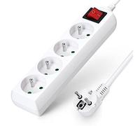 Aigostar Multiprises 4 Prises avec Interrupteur, 2P+T, Extension D'alimentation de 5 Mètre, Sécurité Enfant, Française, Blanc, 16A 250V
