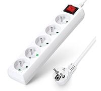 Aigostar Multiprises 5 Prises avec Interrupteur, 2P+T, Extension d'alimentation de 3 Mètre, Sécurité Enfant, Française, Blanc, 16A 250V