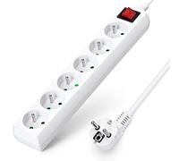 Aigostar Multiprises 6 Prises avec Interrupteur, 2P+T, Extension d'alimentation de 1.5 Mètre, Sécurité Enfant, Française, Blanc, 16A 250V