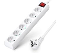 Aigostar Multiprises 6 Prises avec Interrupteur, 2P+T, Extension d'alimentation de 3 Mètre, Sécurité Enfant, Française, Blanc, 16A 250V