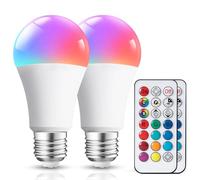 Aigostar - Pack de 2 Ampoule Couleur LED E27 Telecommande Blanc Chaud (3000K), Changement de Couleur Ampoules 8W équivalent à 60W. 4 modes, 5 niveaux de luminosité, RGB 15 choix de couleur