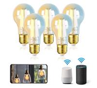 Aigostar - Pack de 5 ampoules LED Wifi intelligentes ambrées E27 6W. 850lm, 2700K-6500K. Compatible Alexa et Google Home.