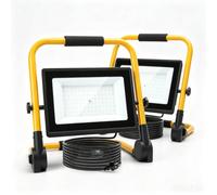 Aigostar Projecteur de Chantier LED avec Cordon de 4M,6500K,100W,9000LM,Éclairage Chantier Puissant,Étanche IP65 e Portable,Lampe Travaux avec Prise,Idéal pour Intérieurs et Extérieurs, Lot de 2