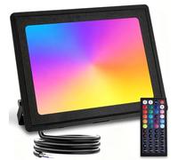 Aigostar - Projecteur LED d’extérieur de 50W, Projecteur LED RGB avec Télécommande, 6 Modes Stroboscopiques, Mode DIY, Minuterie, Dimmable. Étanchéité IP65 pour jardin, fête, etc.