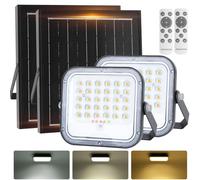 Aigostar - Projecteur Solaire LED d’extérieur avec Grande Panneau Solaire, 2 pièces,Dimmable 3000/4000/6500K,4000mAH,Batterie de Grande Capacité,IP66,Lampe Solaire pour Jardin,Porte,2M Câble.