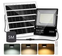 Aigostar Projecteur Solaire LED Extérieur,16000mAH,5M Câble,3000/4000/6500K,IP66,Télécommande