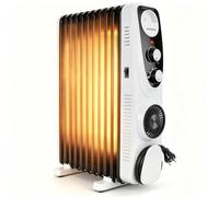 Aigostar Radiateur à Bain d'Huile Mobile avec Soufflerie Intégrée 2700W | 11 Éléments, 3 Niveaux de Puissance, Thermostat Réglable, Silencieux, Chauffage Rapide pour Chambre, Salon et Bureau