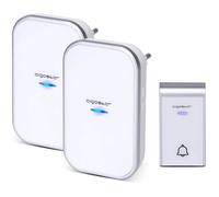 Aigostar - Sonnette sans fil et récepteur à brancher, 36 sonneries, 3 niveaux de volume, portée de 150 m, étanche IP44, avec 1 émetteur et 2 récepteurs à brancher, blanc