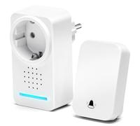 Aigostar Sonnette Sans Fil avec Prise, Sonnette de Porte Extérieure Étanche Auto-Alimentée, Sonnette sans Fil avec LED Indicatrices, Résistante à l'Eau, 30 Mélodies, 5 Niveaux de Volume, Blanc