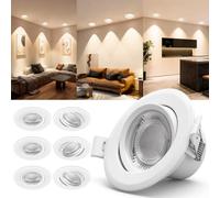 Aigostar Spot LED Encastrable 5W 370LM Equivalent 53W Incandescence/ 3000k Lumière Blanche Chaude Spot cuisine/Spots LED Éclairage de Plafond/ 30° Orientable/ Ф70-75mm/ AC220-240V/ Pack de 6 pour