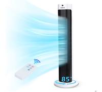 Aigostar Ventilateur Colonne,Ventilateur Tour Silencieux avec Télécommande,Oscillant 85°, Minuterie 7,5H, 3 Modes,82cm,Économe,Blanc