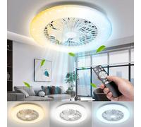 Aigostar Ventilateur de Plafond avec Lumière 40W Silencieux, avec Télécommande, Φ49*14cm, Moteur DC, Réglage luminosité & température couleur, Minuterie, Adapté Cuisine, Chambre, Salon
