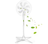 Aigostar Ventilateur sur Pied, 3 Vitesses, 7 Pales Puissantes, Oscillation 75°, Stable et Silencieux, Hauteur réglable 108-125cm, 55W, Blanc 1 Unité