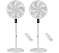 Aigostar Ventilateur sur Pied Silencieux 28dB avec Télécommande, 7 Pales Puissants, Oscillation 120°, Hauteur Réglable 91-125cm, Minuterie 12H, 3 Vitesses/Modes, Idéal Chambre Salon, Blanc, Lot de 2