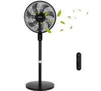 Aigostar Ventilateur sur Pied Silencieux 28dB avec Télécommande, 7 Pales Ventilateur Puissant, Oscillation 120°, Hauteur Réglable 91-125cm, Minuterie 12H, 3 Vitesses/Modes, pour Chambre Salon, Noir
