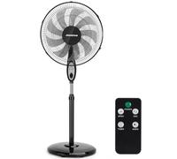 Aigostar Ventilateur sur Pied Silencieux 60W - 9 Pales, Télécommande, 3 Vitesses & 3 Modes, Oscillation 80°, Hauteur Réglable (105-120 cm), Minuterie 7.5H, Base Antidérapante -Carr