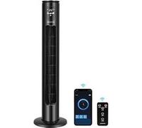 Aigostar Ventilateur Tour Intelligent Noir 50W, 8 Tambours à Air, Contrôle App WiFi Bluetooth, Écran LED, 3 Vitesses & Modes, Oscillation et Minuterie