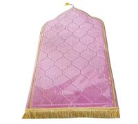 AIGOUT Tapis de prière musulmane, en velours épais et doux, portable, tapis de prière turc, Janamaz Sajada pour homme et femme, uni, cadeau pour le Ramadan, l'Aïd (rose foncé)