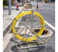 Aiguille tire-câble robuste avec support en acier | Aiguille tire-fil en fibre de verre pour le tirage de câbles électriques dans des conduits perforés(50m,7.2mm)