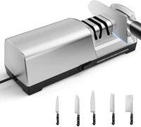 Aiguiseur - Aiguiseur électrique - Revêtement diamant - Guides angulaires de précision - Pour lames lisses et couteaux en céramique - Acier au carbone - Blanc