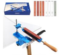 Aiguiseur Couteaux Manuel Professionnel, SystèMe D'AffûTage à Angle Fixe, Avec 4 Pierres à Aiguiser + 4 Diamants, Fixation Abrasive pour Outils de Meulage et de Polissage Fins