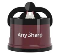 Aiguiseur de Couteaux AnySharp Pro en Métal, Sécurité Mains Libres, Ventouse PowerGrip, Affûte Tous les Couteaux de Cuisine, Idéal pour l'Acier Trempé & Dentelé | Le Meilleur au Monde, Lie de vin