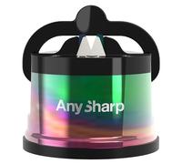 Aiguiseur de Couteaux AnySharp Pro en Métal, Sécurité Mains Libres, Ventouse PowerGrip, Affûte Tous les Couteaux de Cuisine, Idéal pour l'Acier Trempé & Dentelé | Le Meilleur au Monde | Métal Pétrole
