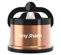 Aiguiseur de Couteaux AnySharp Pro en Métal, Sécurité Mains Libres, Ventouse PowerGrip, Affûte Tous les Couteaux de Cuisine, Idéal pour l'Acier Trempé & Dentelé | Le Meilleur au Monde | Métal Cuivre