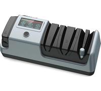 Aiguiseur de couteaux électrique 3 niveaux 3 vitesses Gris | Aiguiseur électrique avec bac de récupération magnétique pour couteaux de cuisine, couteaux de chef, ciseaux, haches