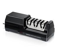 Aiguiseur de couteaux électrique MusyVocay 100% diamant, aiguiseur de couteaux de cuisine professionnel à 3 niveaux et 20 degrés avec guide d'angle de précision pour un affûtage grossier (Noir)