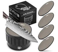 Aiguiseur de couteaux Fleximaxx Home ® Deux disques réversibles 300/400/600/1000 Système de fixation par ventouse pour une stabilité et une précision maximales - Aiguiseur de couteaux professionnel