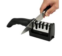 Aiguiseur de Couteaux Manuel avec 4 niveaux, Affûteur Robuste avec Tiges en Carbure de Tungstène pour couteaux de cuisine, outils, ciseaux et couteaux dentelés, Design compact et Antidérapant