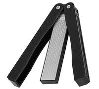 Aiguiseur Double Face Diafold, Pierre à aiguiser Diamant Fin/Gros, Grain 400/600 aiguiseur de Couteau Pliable Pierre à aiguiser antidérapante Portable (Noir)(Noir)
