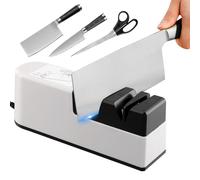 Aiguiseur électrique 4 en 1 - Aiguiseur pour couteaux de cuisine - Affûtage et polissage - Multifonction - Boîtier métallique - Blanc