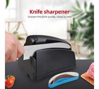 Aiguiseur électrique pour couteaux de cuisine avec bande abrasive de grain 120/320/600/1000 et brosse de nettoyage. Outil d'aiguisage automatique portable.