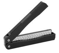 Aiguiseur pliable en forme d'éventail, lame de couteau double face, outil de broyeur de cuisine avec surface en diamant pour outils de jardin de cuisine en plein air, matériau (Noire)