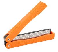 Aiguiseur pliable en forme d'éventail, lame de couteau double face, outil de broyeur de cuisine avec surface en diamant pour outils de jardin de cuisine en plein air, matériau (Orange)