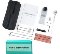 Aiguiseur professionnel avec 6 pierres à aiguiser, rotation à 360°, mécanisme rabattable, angle fixe, acier inoxydable, kit d'aiguisage pour couteaux de cuisine, support pour abrasifs, kit d'outils