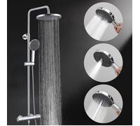 AiHom Colonne de Douche Thermostatique Ensemble de Douche avec Mitigeur 3 Jets d'Eau Hauteur Réglable Laiton Durable