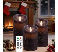 AiiBowy Bougies LED [3 PCS] Sans flamme, En Véritable Cire, Télécommande, Bougies d'extérieur, Flamme vacillante, Minuterie de contrôle, Décoration D'ambiance Intérieure & Noël, Mariage, Fête (Violet)