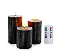 AiiBowy Bougies LED sans Flamme [3 PCS 4"/5"/6”], Mèche Scintillante Bougie Sans Flamme Avec Télécommande Minuterie, Décoration Mariage,Fêtes,Intérieure Extérieure (Noir)
