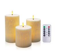 AiiBowy Bougies LED sans Flamme [3 PCS 4"/5"/6”], Mèche Scintillante Bougie Sans Flamme Avec Télécommande Minuterie, Décoration Mariage,Fêtes,Intérieure Extérieure (Blanc)