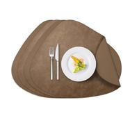AiiBowy Lot de 4 Sets de Table Lavable - Dessous de Table en Cuir Double Face Antidérapant Imperméables Résistant au Chaleur pour Cuisines Restaurants et hôtels - 34x42.5cm (Marron Clair)
