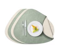 AiiBowy Lot de 4 Sets de Table Lavable - Dessous de Table en Cuir Double Face Antidérapant Imperméables Résistant au Chaleur pour Cuisines Restaurants et hôtels - 34x42.5cm (Vert Clair+Ivoire)