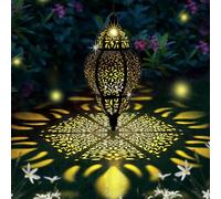 AIINY Lanterne solaire à suspendre pour décoration extérieure, lumières LED marocaines pour décorations de jardin extérieures, 30 cm, lanternes étanches pour maman, femme, terrasse, cour (noir)