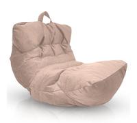 Aiire Fauteuil Pouf Salon Moderne - Pouffe Géant Interieur Adulte ou Ado avec Remplissage pour Décoration de la Chambre - Gros Bean Bag XXL ou Coussin de Sol en Velours Beige