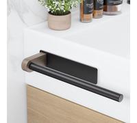 Aikzik Porte-serviettes sans percer, Aluminium Métal Porte-serviettes invité pour montage mural pour salle de bain et cuisine, Noir mat