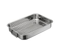 Ailan Plat à rôtir carré en acier inoxydable avec,39 x 28 x 6 cm | Plat à rôtir carré en acier inoxydable avec grille et plateau de service